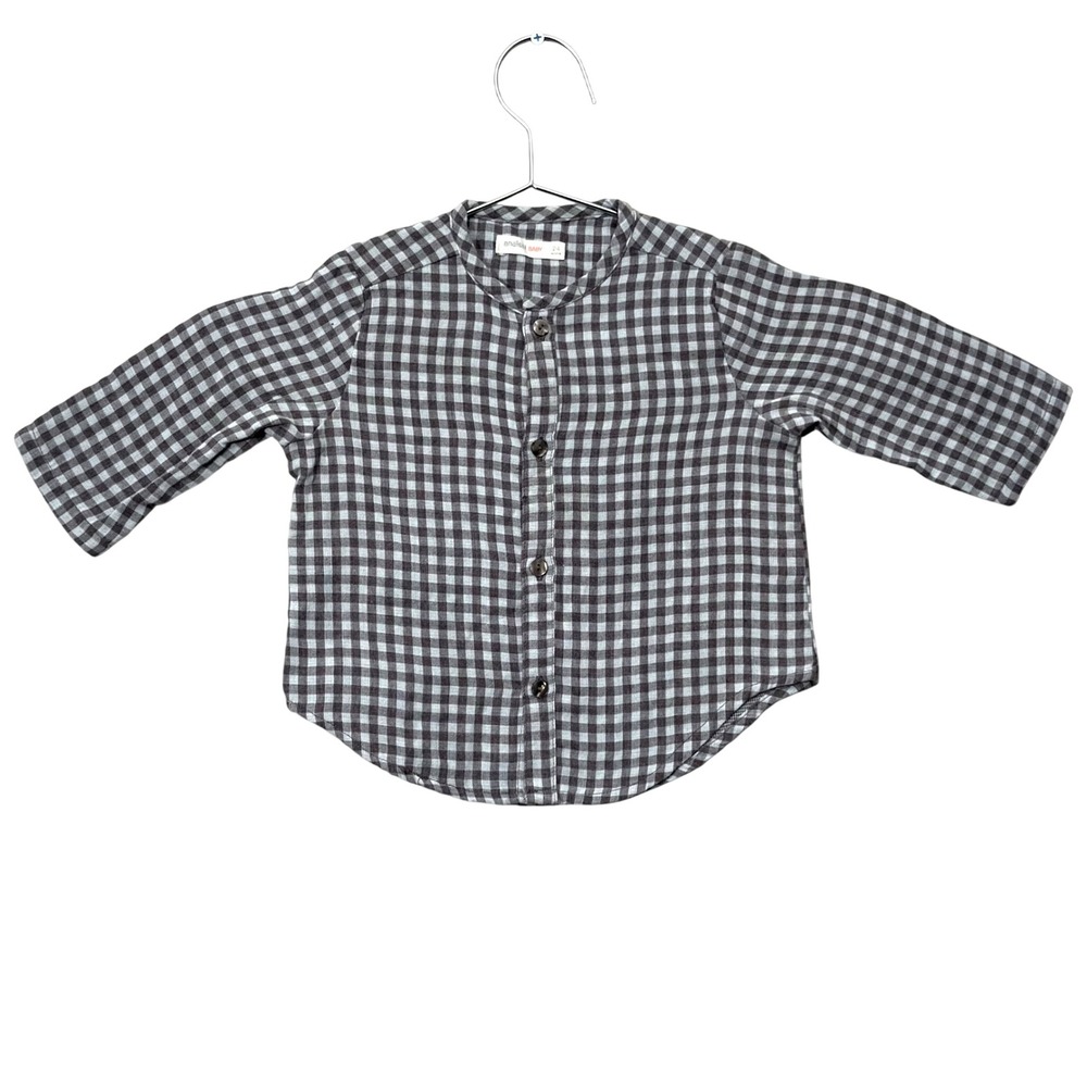 Anais & I Baby 24M Gingham Button Down Shirt Gray Cotton New York Boutique